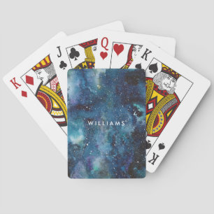 Blå vattenfärg Galaxy Space Stars Namn Casinokort