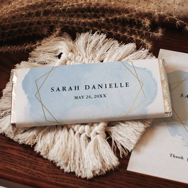 Blå vattenfärg Guld Ram Candy Pub Wrapper Flygblad (Skapare uppladdad)