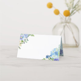 Blå vattenfärg Hydrangeas & Ro Gräns Bröllop Placeringskort