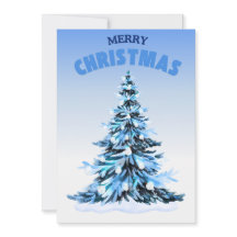 Blå vattenfärg Julgran, ej foto