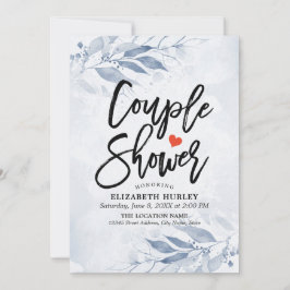 Blå vattenfärg, Löv, par Möhippa för visningsprogr Inbjudningar