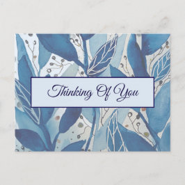 Blå vattenfärg, Löv.. Vykort