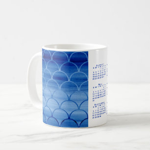 Blå vattenfärg Mönster 2020-kalender Kaffemugg