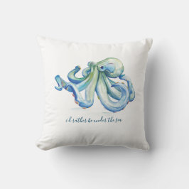 Blå vattenfärg, oktopus Dekorativ kudde