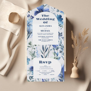 Blå vattenfärg Periwinkle Wildblomme Bröllop