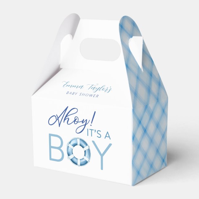 Blå vattenfärg Play Baby Shower Papper Kopp Presentaskar (Baksidan Sidan)