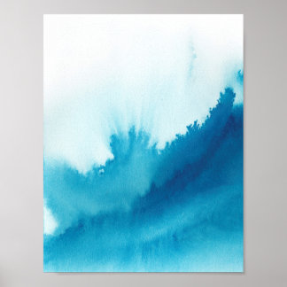 Blå vattenfärg poster