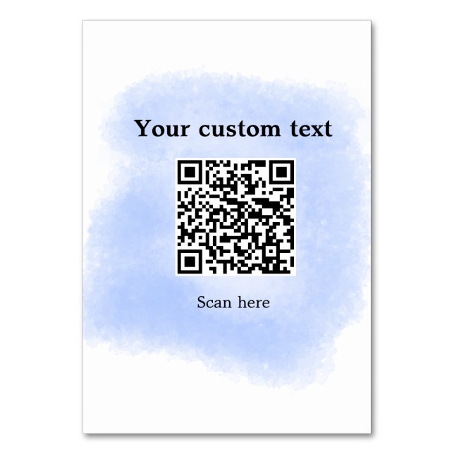 blå vattenfärg QR-genomsökningskod lägga till anpa Bordsnummer (Framsidan)
