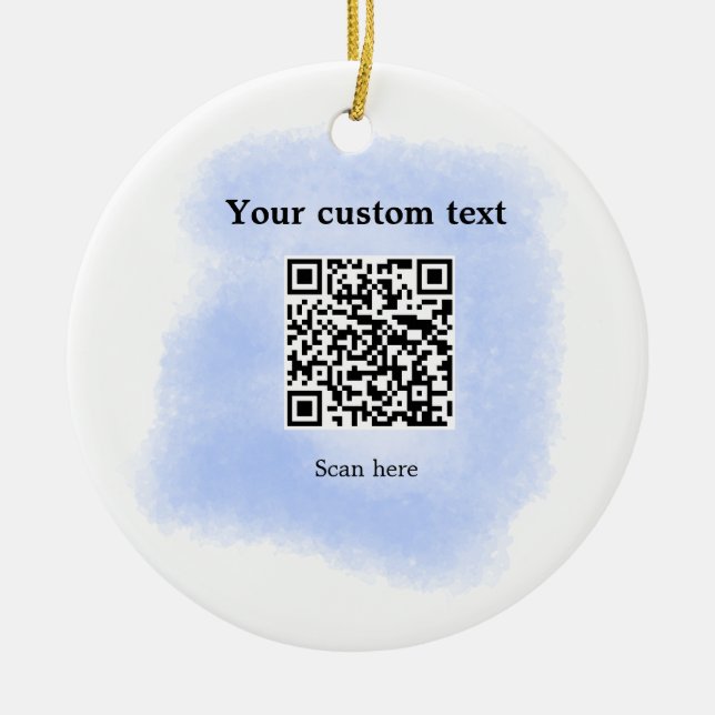 blå vattenfärg QR-genomsökningskod lägga till anpa Julgransprydnad Keramik (Framsidan)