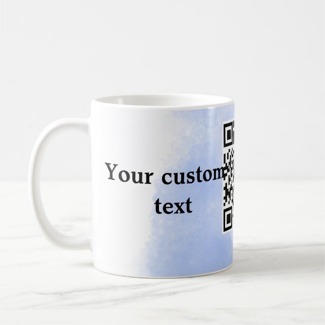 blå vattenfärg QR-genomsökningskod lägga till anpa Kaffemugg (Vänster)