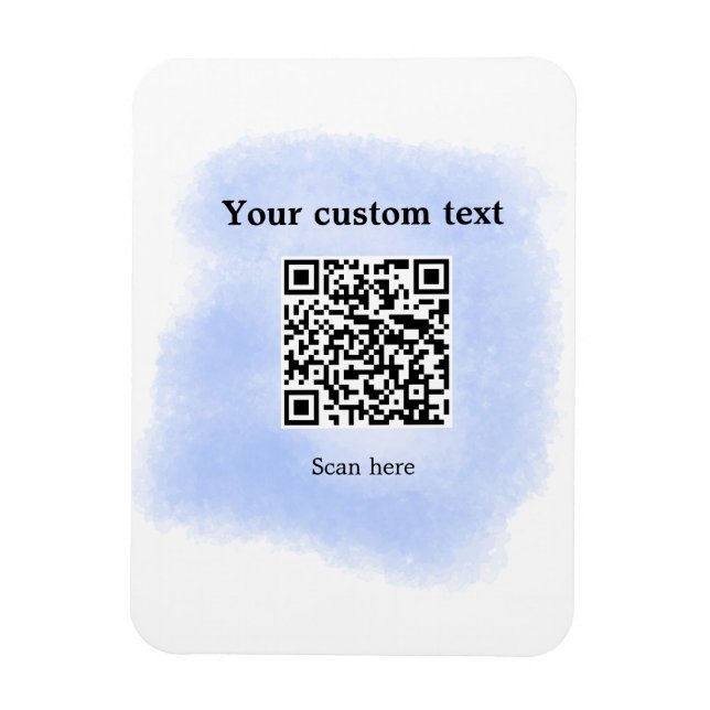 blå vattenfärg QR-genomsökningskod lägga till anpa Magnet (Vertikal)