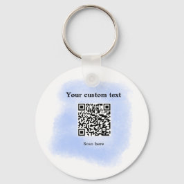 blå vattenfärg QR-genomsökningskod lägga till anpa Nyckelring
