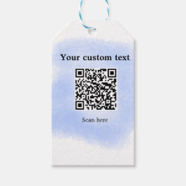 blå vattenfärg QR-genomsökningskod lägga till anpa Presentetikett
