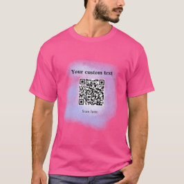 blå vattenfärg QR-genomsökningskod lägga till anpa T Shirt