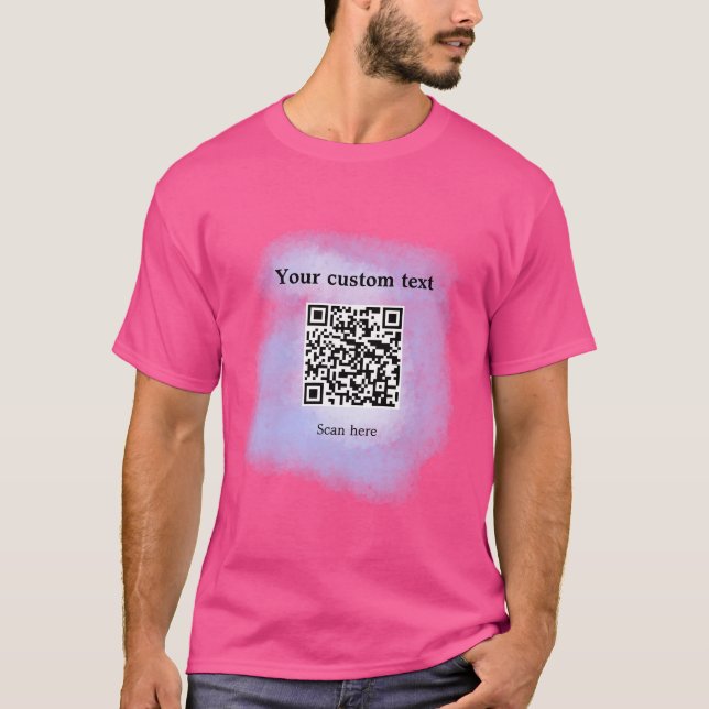 blå vattenfärg QR-genomsökningskod lägga till anpa T Shirt (Framsida)