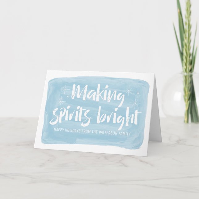 Blå vattenfärg Skapar Sprid Bright-Helgdag Helgkort (Framsida)