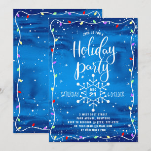 Blå vattenfärg - sluten Julfest jul Inbjudningar