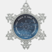 Blå vattenfärg Snöflake Peace & Kärlek
