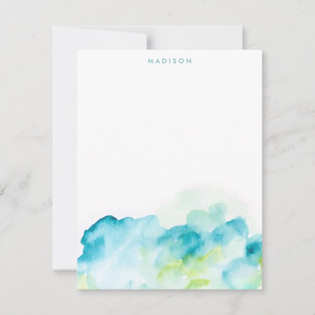 Blå vattenfärg Stänk tackkort Inbjudningar (Framsida)