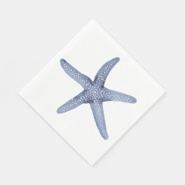 Blå vattenfärg Starfish Nautical Party Napkin Pappersservett