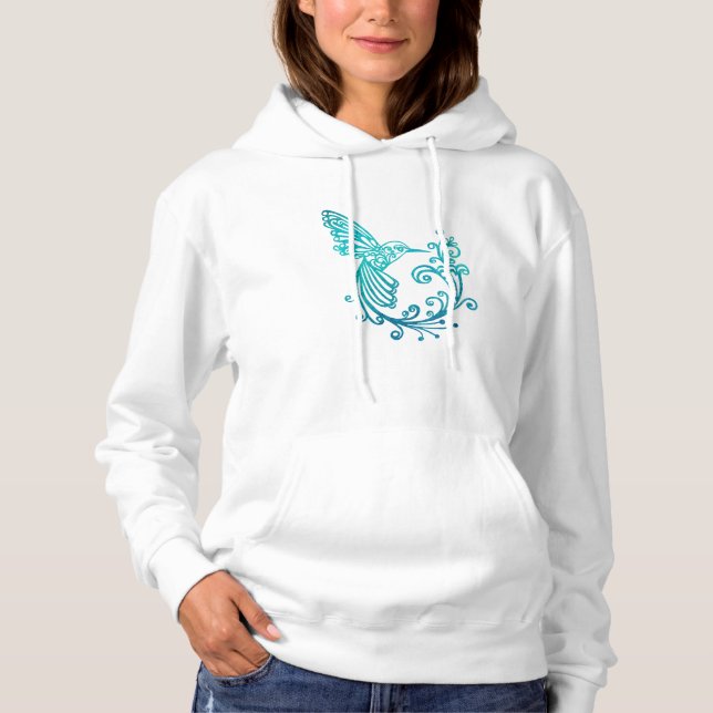 Blå vattenfärg Stilid Hummingbird T Shirt (Framsida)