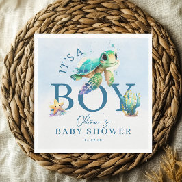 Blå vattenfärg under Sea Baby Shower Pappersservett
