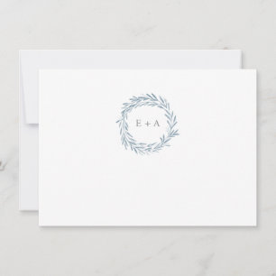 Blå vattenfärg Utandning Monogram Mönster Tack Anteckningskort