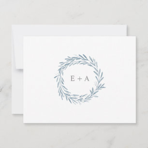 Blå vattenfärg Utandning, Monogram, platt Tack Kort