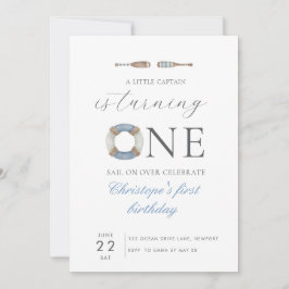 Blå vattenfärg Vår lilla kapten gör om ett Inbjudningar