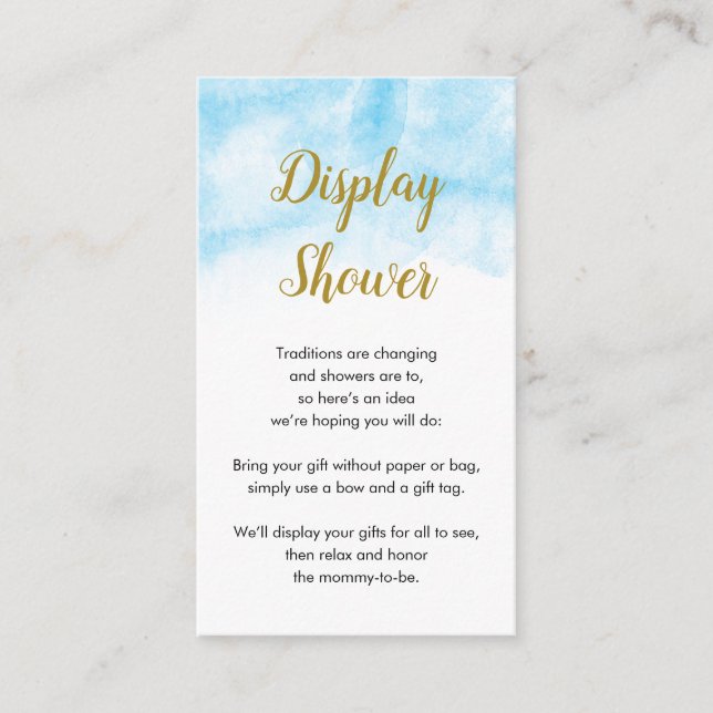 Blå vattenfärg | Visning Babyvykort Tilläggskort (Framsida)