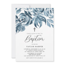 Blå vattenfärg Winter Ro Bouquet Baptism