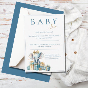 Blå vattenfärgen Kärlek i Baby Elephant Baby Showe OSA Kort