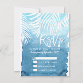 Blå vattenfärgen Vattentat Handflatan Träd OSA Kort