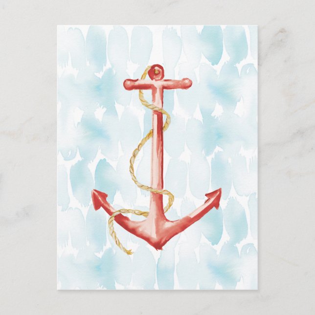 Blå vattenfärgsankare vykort (Framsida)