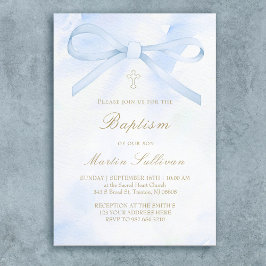 blå vattenfärgsbåge | Baptism Inbjudningar