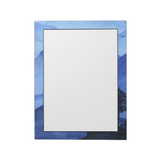 Blå vattenfärgsberg anteckningsblock