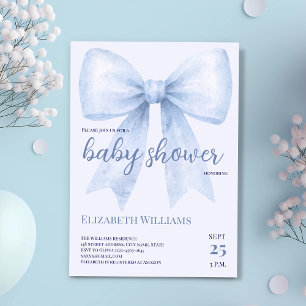 Blå vattenfärgsblå babybabybabyvisare - minimalist inbjudningar