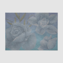 Blå vattenfärgsblomma Blå textuell decoupage