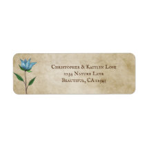 Blå vattenfärgsblomma Vintage Blommigt Adress