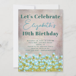 Blå vattenfärgsblommor - bakgrunden inbjudningar