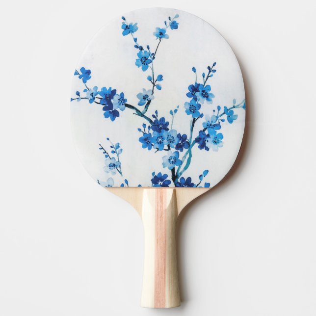Blå vattenfärgsblommor, delikat, vackert pingisracket (Framsidan)
