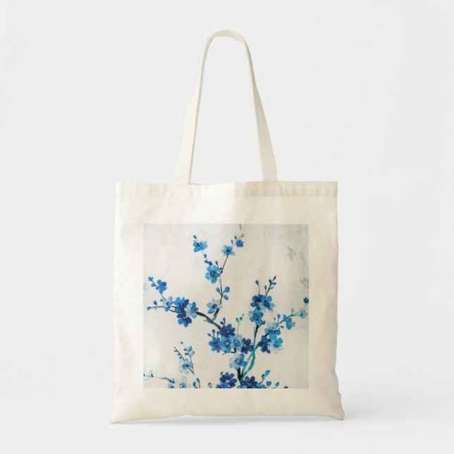 Blå vattenfärgsblommor, delikat, vackert tygkasse (Framsidan)