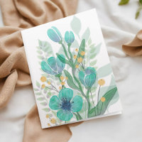 Blå vattenfärgsblommor - företag Grattis på födels