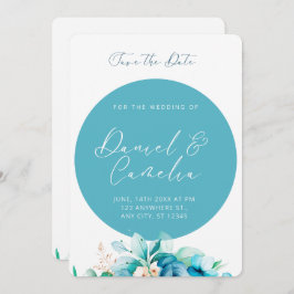 Blå vattenfärgsblommor Spara datuminbjudan Spara Datumet