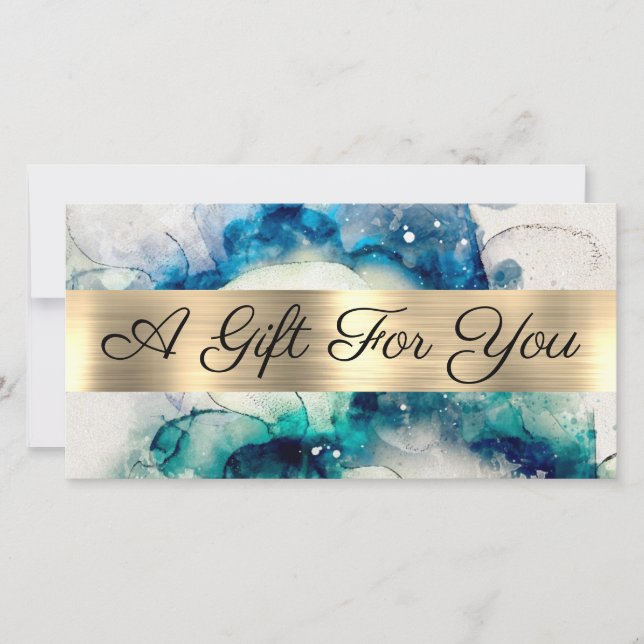 Blå vattenfärgscertifikat Gold Foil Gift Certifica (Framsida)