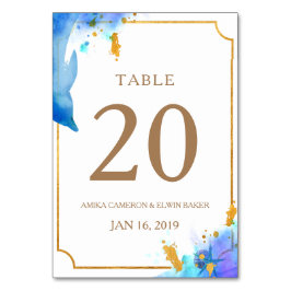 Blå vattenfärgsdelfinkort Bröllop Bord Bordsnummer