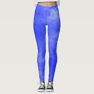 Blå vattenfärgsfärg leggings
