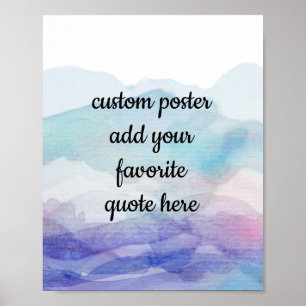 blå vattenfärgsfärgdesign lägga till offert poster