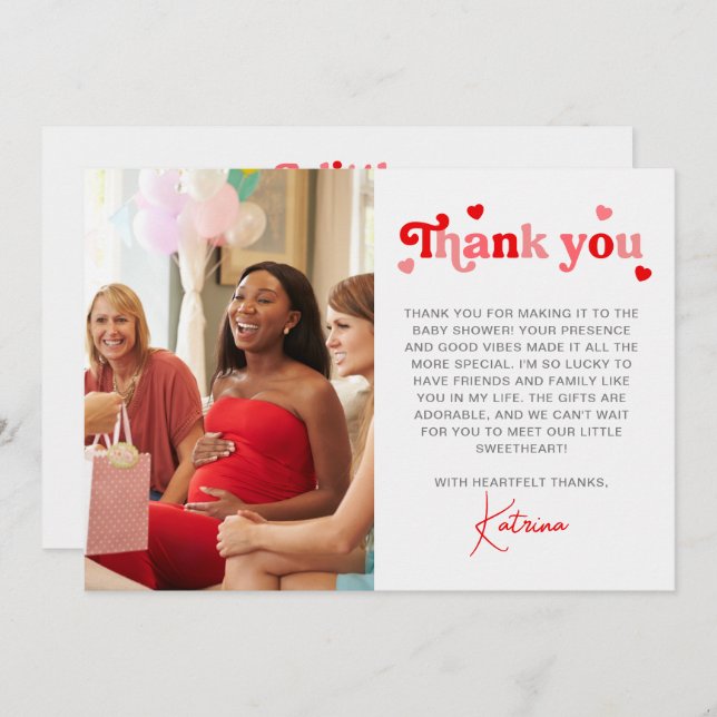 Blå vattenfärgsfoto Elephant Baby Shower Blommigt Tack Kort (Fram/baksida)