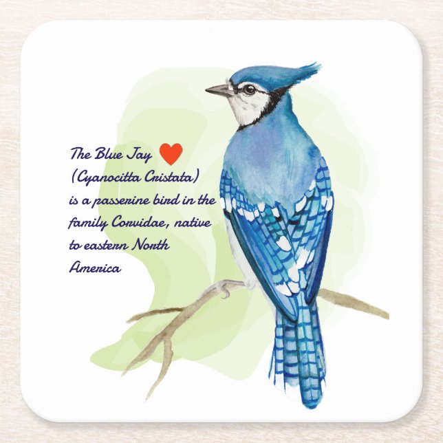 Blå vattenfärgsmålning för jö underlägg papper kvadrat (Framsidan)